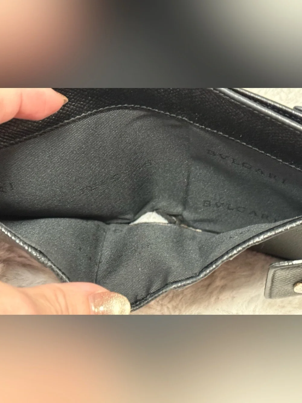 Bvlgari Black Leather Wallet with Silver-Tone Accent